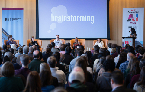 The Generative AI + Education Symposium, part of MIT's 2023 Generative AI Week, offered thought-provoking keynotes, panel conversations, and live demonstrations of how generative AI is transforming learning experience and teaching practice from K12, post-secondary education, and workforce upskilling (Credits: Gretchen Ertl).