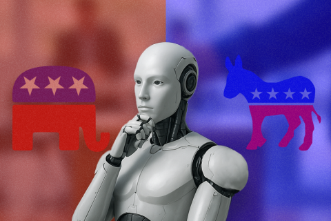The researchers ran nearly daily queries across 12 state-of-the-art models on more than 12,000 carefully constructed prompts, generating a dataset with over 16 million responses from LLMs (Credit: Alex Shipps/MIT CSAIL, using ChatGPT for humanoid drawing and Pixabay for background image).
